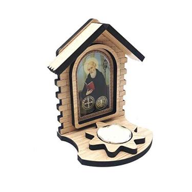 Imagem de Porta Vela Luminária em Madeira São Bento