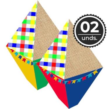 Imagem de Decoração de Festa Junina São João Quermesse Arraial Kit 2 Balões de Papel Bandeirinhas Floral ou Girassol (Xadrez)