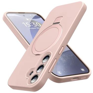 Imagem de KMAMBAG Capa Mag-Ring para Galaxy S25, silicone líquido [fator hidratante] Capa para celular Exreme macia e fina com suporte [compatível com MagSafe] para Samsung Galaxy S25 de 6,2 polegadas masculino