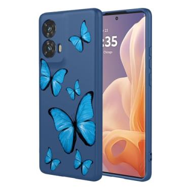 Imagem de KOARWVC Capa de telefone para Moto G85, XT2427-3 capa fofa com estampa de borboleta design fino protetor macio TPU bumper capa de telefone para Motorola G85 borboleta azul