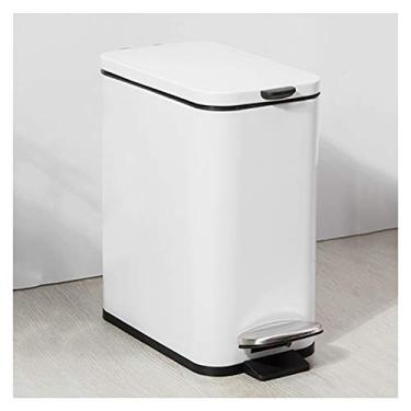 Imagem de Caixotes de lixo, lixeira e reciclagem Lixeira operada por pés com tampa Lata de lixo estreita de aço inoxidável doméstica Caixote de lixo moderno e simples, 5L/1,3 galões Lixeira de escritório/preto