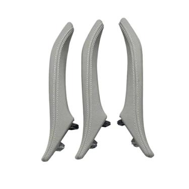 Imagem de 3 pçs esquerda direita maçaneta da porta conjunto conjunto de couro puxador da porta substituição guarnição compatível com bmw série 5 f10 f11 520 523 525 528(Gray RHD 3PCS)