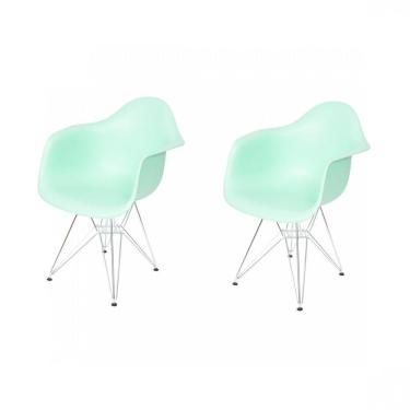Imagem de Kit 2 Poltronas Com Braço Base Cromada Eames OR Design Tiffany/Cromado