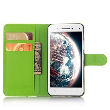 Imagem de Capa carteira Lenovo VIBE S1, capa carteira flip de couro PU premium com compartimento para cartão, suporte e fecho magnético [capa interior TPU à prova de choque] compatível com Lenovo VIBE S1