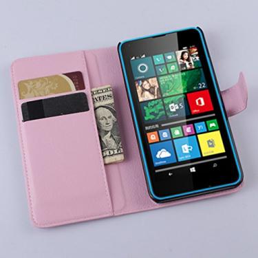 Imagem de Capa carteira Microsoft Lumia 640, carteira flip de couro PU premium com compartimento para cartão, suporte e fecho magnético [capa interior à prova de choque de TPU] Compatível com Microsoft Lumia