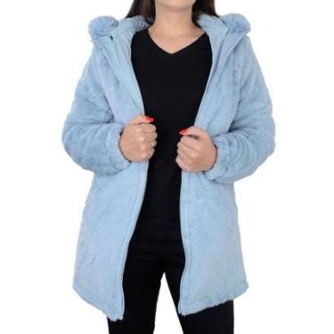 Imagem de Jaqueta Feminina Pellini Parka Pele Dupla Face Azul Clara - GD3040A-Feminino