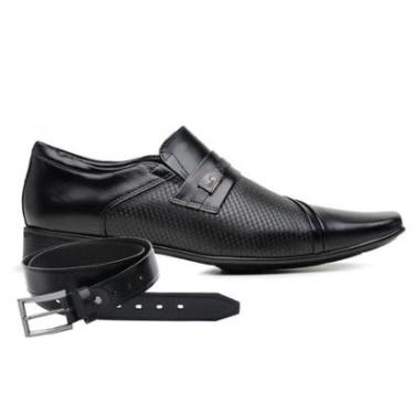 Imagem de Sapato Jota Pe Preto Couro Air Piero + Cinto 82252-Masculino