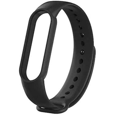 Imagem de Pulseira extra compatível com relógio Xiaomi MI Band 5,6 e 7 - Cores qualidade premium silicone flexível (Preto)