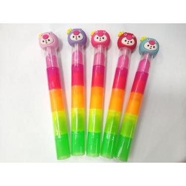 Imagem de Caneta Kit Marca Texto 4 Mini pessoas troque a tampa - Kaz, 1