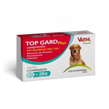 Imagem de Vermífugo Top Gard Plus 1800mg 30 kg 2cp para Cães - Vansil