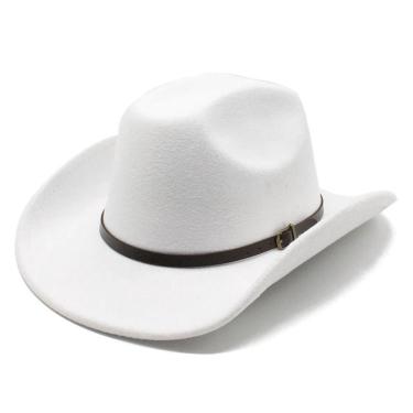 Imagem de Chapéu Fedora De Feltro Aba Média Maleável Cata Ovo Cowboy Rodeio Unissex Batateiro Branco