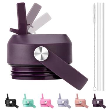 Imagem de Bluwing Tampa de canudo para garrafa Yeti Rambler 12 18 26 36 1,8 g, tampas de canudo de substituição com alça flexível para garrafa de água YETI Rambler (roxo nórdico)