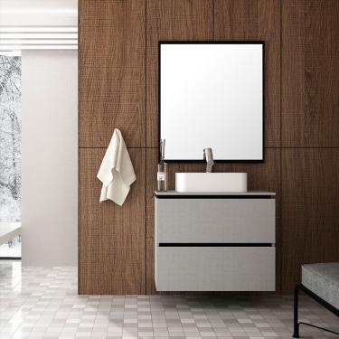 Imagem de Kit Gabinete Urban 80Cm Espelheira Argento Com Preto