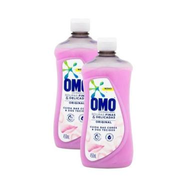 Imagem de Kit 2 Lava-Roupas Omo Líquido Roupas Finas e Delicadas Original 450ml