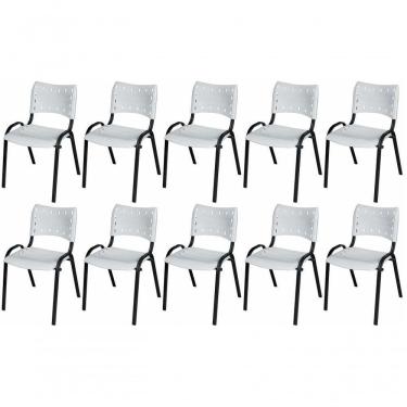 Imagem de Cadeira Iso Base Preto , Escritório Branco - Kit 10 Un