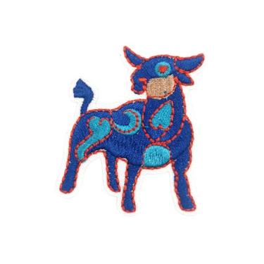 Imagem de Ruoming Ruoming 1 peça de emblema bordado de signos do zodíaco, 8 x 8 cm, preto e dourado, design de constelação (Touro)