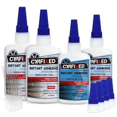 Imagem de CA Glue CYAFIXED Woodworking 2 frascos de 60 mL de espessura e 30 mL d