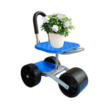 Imagem de Rrlihjgu Banco de Jardim com Rodas - Carrinho com Altura Ajustável, Assento e Rodas,Cadeira Giratória 360 Graus para Garagem, Sentar, Capinar, Relvado, Acampamento, Quintal e Áreas Exteriores