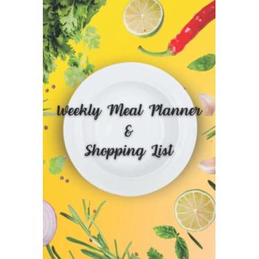 Imagem de Agenda semanal de refeições e agenda de compras, diário de compras de supermercado para planejamento familiar, organizador de refeições em família, tamanho 23 x 15 cm, total de 120 páginas: