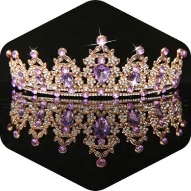 Imagem de Kamirola - Coroa de rainha e tiaras de princesa para mulheres e meninas tiaras de cristal para noivas, princesa para casamento e festa (01), Medium, Liga metálica, Cristal