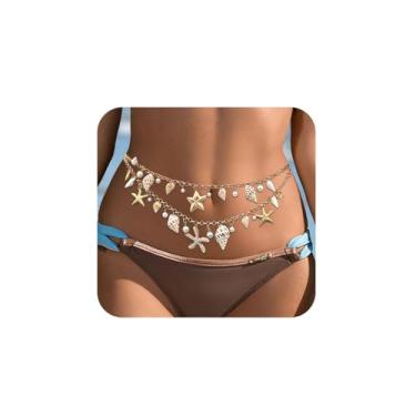 Imagem de Joias corporais sensuais para mulheres boêmias, corrente de cintura de estrela do mar, corrente de cintura de pérola, joias de praia de verão para mulheres, amigas, irmãs, acessórios de concha