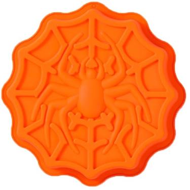 Imagem de Eokoaiee Forma de bolo de aranha de silicone de 20 cm, sobremesas, mousse, prato de assar, molde de bolo, laranja