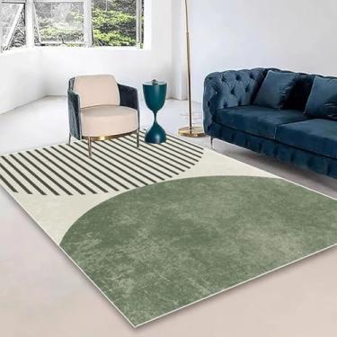 Imagem de Tapete grande, macio e fofo, verde e creme, para quarto, sala de estar, escritório, sala de estar, decoração de casa (180 x 200 cm (70 x 78 pol.)/hxx-250815001004)