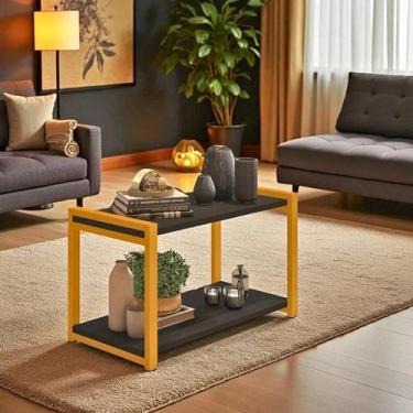 Imagem de Mesa De Centro Lateral Canto Atenas 2 Prateleira Mdf Metalon - Duarte 