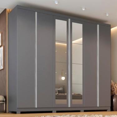 Imagem de Guarda-roupa Casal 6 Portas com Pés e Espelho Monte Carlo - Maxel