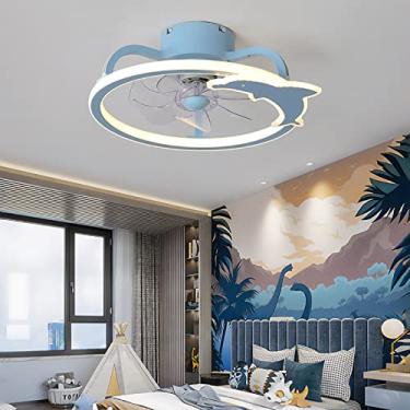 Imagem de Ventiladores de teto com luzes e controle remoto silencioso LED 3 cores regulável ventilador de teto lustre DC reversível 6 velocidades ventilador lustres luz de teto para quarto sala de est