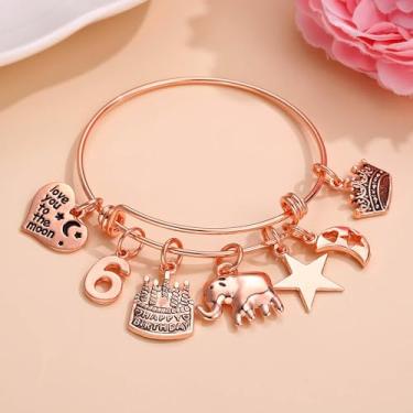 Imagem de Presente de aniversário para filha, irmã, amiga, mãe, avó, pulseira feminina, lua, borboleta, coração, pulseira, 5, 6, 7, 8, 9, 11 anos, 10, 20, 30, 40, 50 anos, presente inspirador, joia de ouro rosa