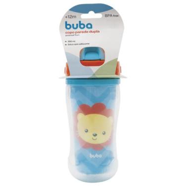 Imagem de Copo Canudo Infantil Parede Dupla Buba Animal Fun Leão 280ml