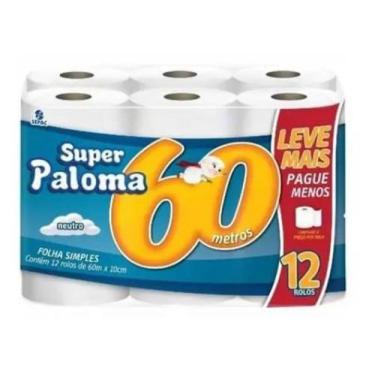 Imagem de Papel Higiênico PALOMA Neutro c/ 12 Rolos de 60m