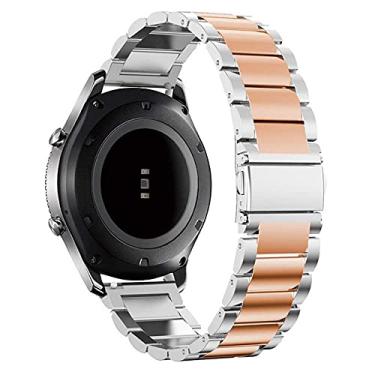 Imagem de Pulseira 20mm Metal 3 Elos compatível com Samsung Galaxy Watch Active 1 e 2 - Galaxy Watch 3 41mm - Galaxy Watch 42mm - Amazfit GTR 42mm - Amazfit GTS - Marca LTIMPORTS (Prata com Rose Gold)