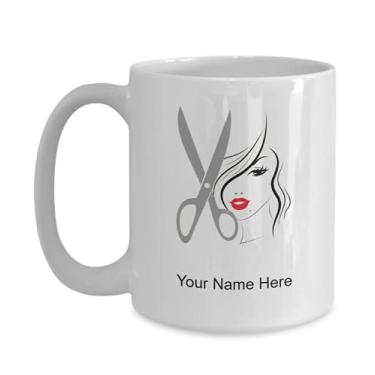 Imagem de Caneca de cabelo personalizada com corte de cabelo, copo de café com corte de cabelo, ideia de presente para corte de cabelo, copo de cabelo personalizado, caneca de cabelo personalizada - Caneca de café de 445 ml