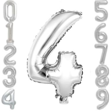 Imagem de Genérico Balão Metalizado Número Gigante Prata, 100cm, 1 Un, Adulto unissex