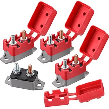 Imagem de 4 peças DC 12V – 24V disjuntor de reinicialização automática com parafuso de tampa para automóveis e mais (50 Amp)