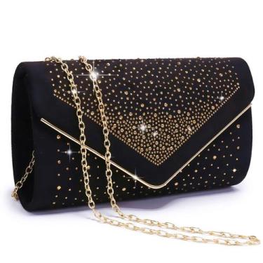 Imagem de Bolsa de noite Dasein Rhinestone Faux Suede Clutch para mulheres