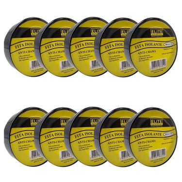 Imagem de Kit 10 Unidades Fita Isolante 10 Metros 18mm Elite Antichama