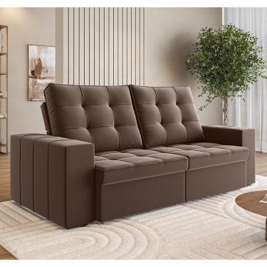 Imagem de Sofá 200cm Retrátil E Reclinável 3 Lugares Bahamas Espresso Móveis Marrom
