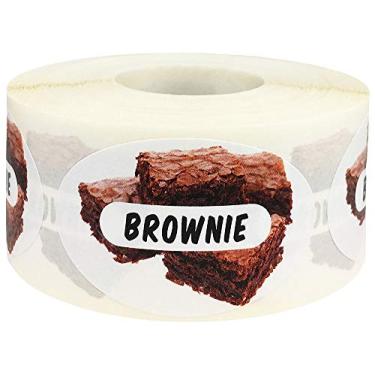 Imagem de Etiquetas de alimentos Brownie Grocery Store | 32 mm x 51 mm 1,25 x 2 polegadas formato oval | Pacote com 500