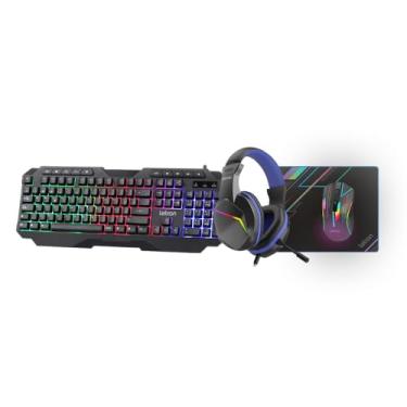 Imagem de Kit Gamer Teclado Anti Ghost + Mouse Gamer 1600dpi + Headset Gamer + Mousepad Gamer 1600dpi Usb Rgb Iluminado Jogos Pc