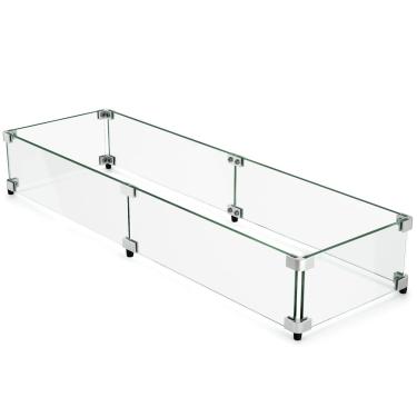 Imagem de GASPRO Protetor de vento retangular para lareira de 102 x 31 cm para lareira de 142 cm e panela de fogo de 91 cm x 15 cm, 1,5 cm de espessura