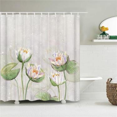 Imagem de Cortina de chuveiro Cortinas de banheiro Impressão Floral Tecido Banheira Decoração,3540M,W90xH180cm