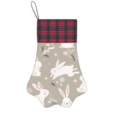 Imagem de SKKNT Meias de Natal com estampa floral de coelhinho da páscoa, animais de estimação, decoração de Natal, cães, gatos, árvores, doces, presente, conveniente