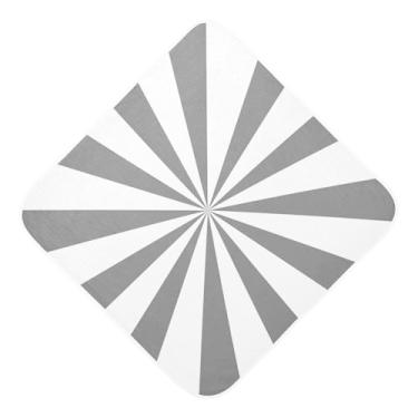 Imagem de JUZIHAI Toalha com capuz preta e branca com listras doces para bebês pequenas, toalha de banho de algodão recém-nascido, envoltório absorvente macio, 76 x 76 cm