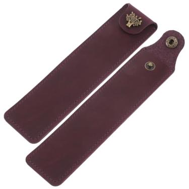 Imagem de Porta-lápis genuíno, portátil, capa protetora vintage de couro bovino, organizador de caneta, pequena, bolsa de armazenamento de lápis para uso no escritório e na escola