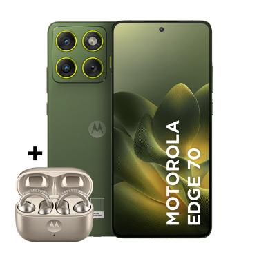 Imagem de Kit smartphone motorola edge 70 256GB e fone moto buds loop Swarovski Champagne