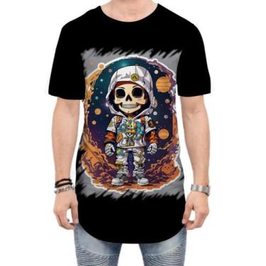 Imagem de Camiseta Longline Caveira Infantil Estilosa Unif 8, P