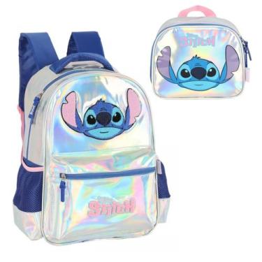 Imagem de Kit Mochila Stitch Escolar Holográfica Com Lancheira Térmica - Disney